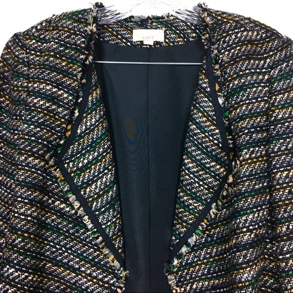 Ann Taylor Loft Draped Fringe Tweed Jacket Size 6 - Picture 6 of 8